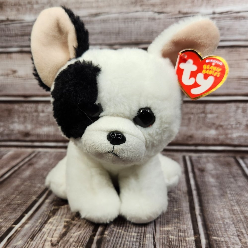 TY Beanie Boos "Marcel" French Bulldog Black White 6" Stuffed Animal Plush Toy - Picture 1 of 6